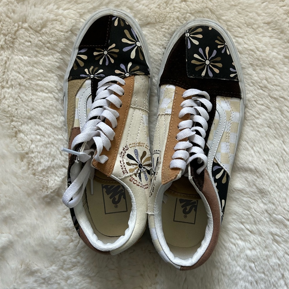 Vans x Divine Energy Tan and Brown Floral Sneakers